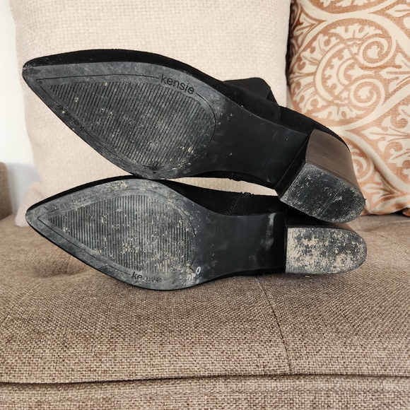 Kensie Lyden Suede Leather Ankle Booties Pointed Toe in Black 10 - Picture 6 of 8